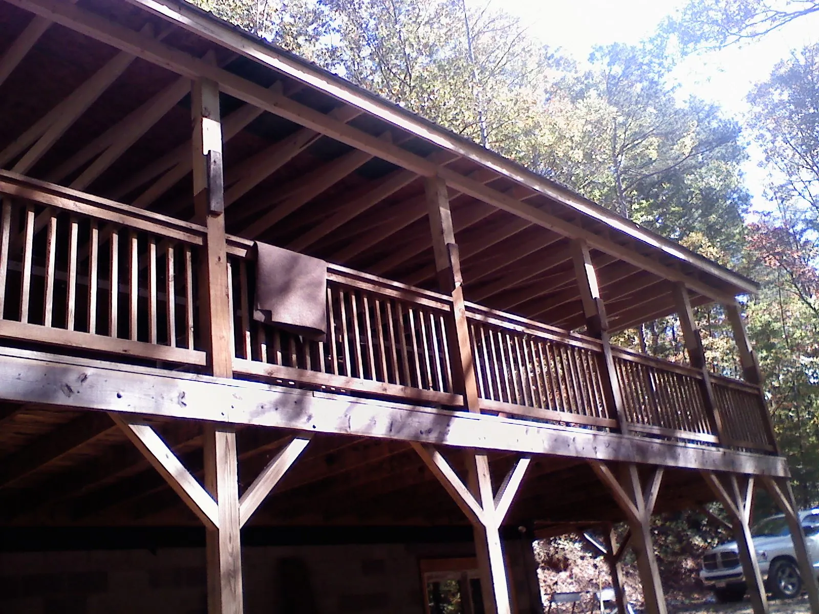 Timber framing under a new elevated porch and deck — Roof Leak Repair in Sonora by Roofing Brothers